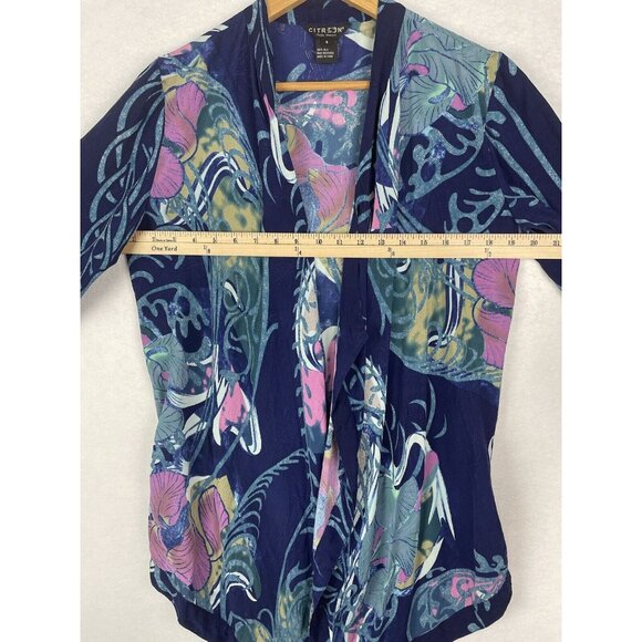 Citron Santa Monica Silk Open Front Kimono Women's Small Jacket Cardigan - Picture 8 of 9